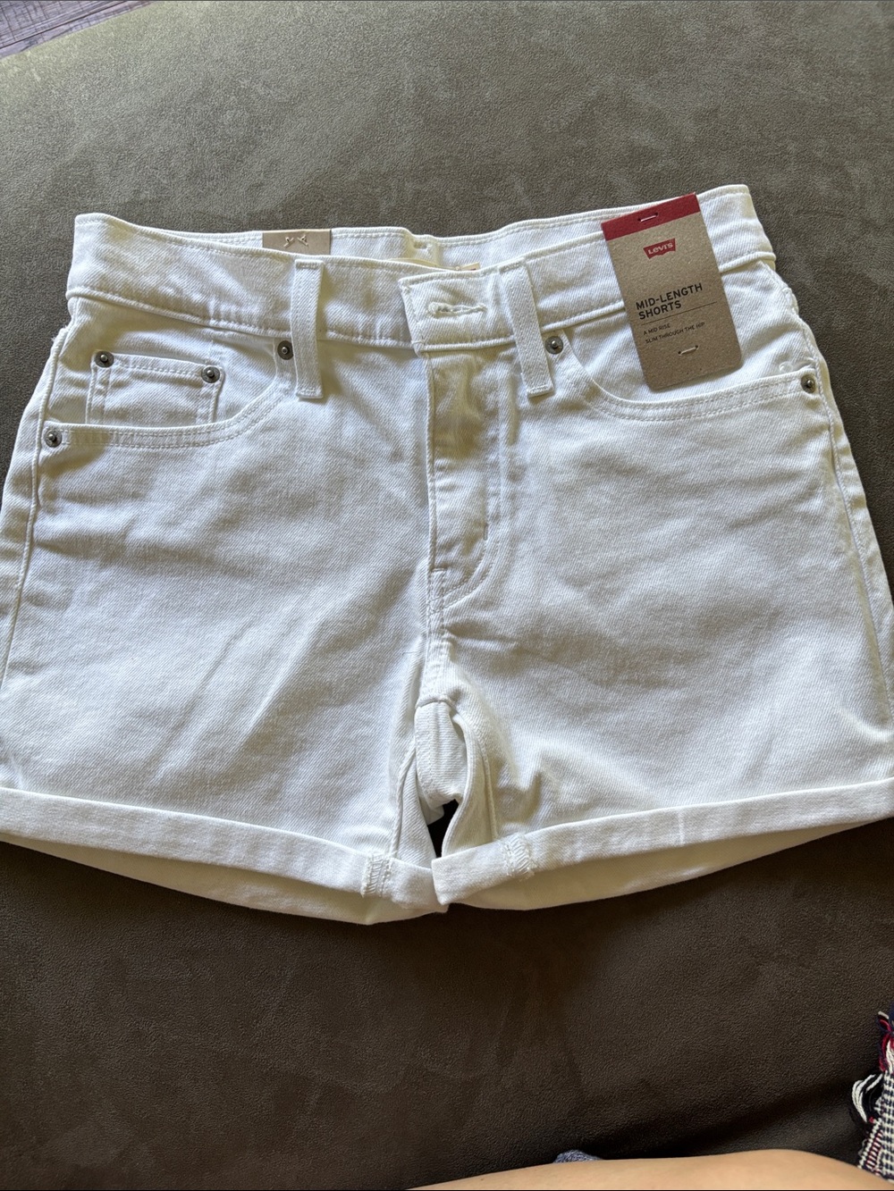 Levi's White Mid-Length Women's Denim Shorts